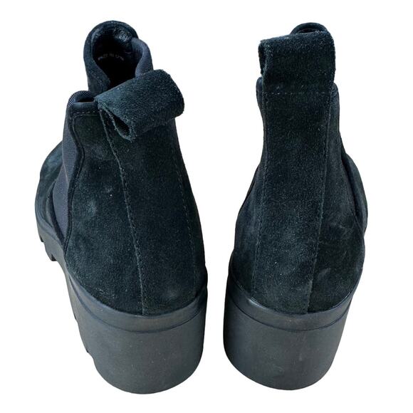 Eileen Fisher NWOB Splash Waterproof Suede Black Wedge Bootie Size 5 Lug Sole - Picture 3 of 7